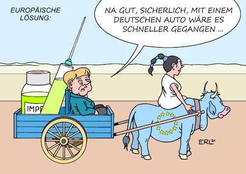 Cartoon: Europäische Lösung (medium) by Erl tagged politik,corona,virus,pandemie,covid19,zweite,welle,lockdown,hoffnung,rettung,impfstoff,bestellung,eu,europäische,lösung,zeichen,gegen,impfnationalismus,kritik,langsamkeit,menge,europa,stier,ochsenkarren,bundeskanzlerin,angela,merkel,deutschland,auto,karikatur,erl,politik,corona,virus,pandemie,covid19,zweite,welle,lockdown,hoffnung,rettung,impfstoff,bestellung,eu,europäische,lösung,zeichen,gegen,impfnationalismus,kritik,langsamkeit,menge,europa,stier,ochsenkarren,bundeskanzlerin,angela,merkel,deutschland,auto,karikatur,erl