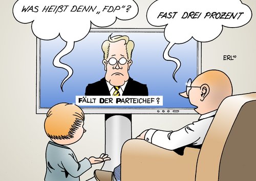 Cartoon: FDP (medium) by Erl tagged fdp,partei,liberale,gelb,umfrage,tief,drei,prozent,parteichef,vorsitzender,westerwelle,fall,sturz,fdp,partei,liberale,gelb,umfrage,prozent,parteichef,vorsitzender,guido westerwelle,sturz,fall,guido,westerwelle