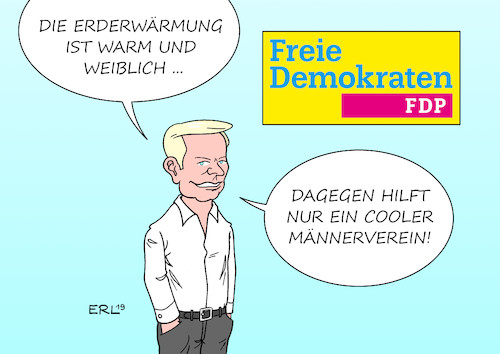 Cartoon: FDP (medium) by Erl tagged politik,partei,fdp,freie,demokraten,image,gefühlskalt,männerverein,männlich,neoliberalismus,ablehnung,frauenquote,vorsitzender,christian,lindner,ökologie,klimawandel,erderwärmung,karikatur,erl,politik,partei,fdp,freie,demokraten,image,gefühlskalt,männerverein,männlich,neoliberalismus,ablehnung,frauenquote,vorsitzender,christian,lindner,ökologie,klimawandel,erderwärmung,karikatur,erl