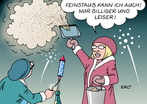 Cartoon: Feinstaub (medium) by Erl tagged politik,silvester,jahreswechsel,2022,2023,neujahr,feuerwerk,böller,raketen,lärm,feinstaub,böllerverbot,karikatur,erl,politik,silvester,jahreswechsel,2022,2023,neujahr,feuerwerk,böller,raketen,lärm,feinstaub,böllerverbot,karikatur,erl