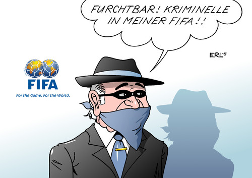 Cartoon: FIFA (medium) by Erl tagged fifa,fußball,weltverband,verband,korruption,bestechung,verhaftung,kriminaltät,geld,gier,geldgier,geldmaschine,gewinn,profit,umsatz,weltmeisterschaft,vergabe,russland,katar,präsident,joseph,blatter,furchtbar,sport,spiel,karikatur,erl,fifa,fußball,weltverband,verband,korruption,bestechung,verhaftung,kriminaltät,geld,gier,geldgier,geldmaschine,gewinn,profit,umsatz,weltmeisterschaft,vergabe,russland,katar,präsident,joseph,blatter,furchtbar,sport,spiel