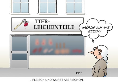 Cartoon: Fleisch und Wurst (medium) by Erl tagged fleisch,wurst,fleischkonsum,deutschland,hoch,massentierhaltung,schlachtung,tier,tierhaltung,leichenteile,ekel,metzgerei,essen,nahrung,lebensmittel,vegetarier,axt,beil,blut,fleisch,wurst,fleischkonsum,deutschland,hoch,massentierhaltung,schlachtung,tier,tierhaltung,leichenteile,ekel,metzgerei,essen,nahrung,lebensmittel,vegetarier,axt,beil,blut