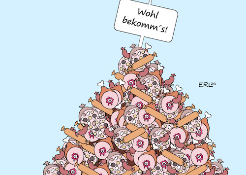 Cartoon: Fleischgipfel (medium) by Erl tagged politik,lebensmittel,fleisch,wurst,essen,konsum,produktion,tierquälerei,billig,niedriglohn,arbeiter,arbeit,unterkunft,enge,tönnies,corona,virus,ausbruch,ministerin,landwirtschaft,verbraucher,julia,klöckner,fleischgipfel,tierwohl,karikatur,erl,politik,lebensmittel,fleisch,wurst,essen,konsum,produktion,tierquälerei,billig,niedriglohn,arbeiter,arbeit,unterkunft,enge,tönnies,corona,virus,ausbruch,ministerin,landwirtschaft,verbraucher,julia,klöckner,fleischgipfel,tierwohl,karikatur,erl