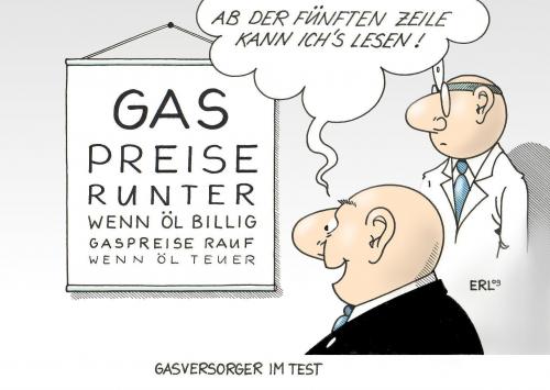 Cartoon: Gasversorger (medium) by Erl tagged gas,gaspreise,gasversorger,öl,ölpreisbindung,preiserhöhung,preissenkung,sehtest,test,augenarzt