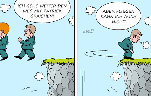 Cartoon: Getrennte Wege (medium) by Erl tagged politik,bündnis90,die,grünen,wirtschaftministerium,vetternwirtschaft,filz,wirtschaftminister,robert,habeck,entlassung,staatssekretaer,patrick,graichen,fliegen,gehen,weg,karikatur,erl,politik,bündnis90,die,grünen,wirtschaftministerium,vetternwirtschaft,filz,wirtschaftminister,robert,habeck,entlassung,staatssekretaer,patrick,graichen,fliegen,gehen,weg,karikatur,erl