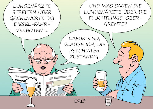 Cartoon: Grenzen (medium) by Erl tagged politik,diesel,fahrverbote,grenzwerte,streit,lungenärzte,flüchtlingszahlen,rückgang,obergrenze,karikatur,erl,politik,diesel,fahrverbote,grenzwerte,streit,lungenärzte,flüchtlingszahlen,rückgang,obergrenze,karikatur,erl