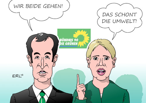 Cartoon: Grüne (medium) by Erl tagged bündnis,90,die,grünen,grüne,grün,partei,cem,özdemir,simone,peter,parteichef,parteichefin,rückzug,platz,neue,gesichter,gehen,umwelt,umweltschonend,umweltschutz,ökologie,klimaschutz,markenkern,öko,karikatur,erl,bündnis,90,die,grünen,grüne,grün,partei,cem,özdemir,simone,peter,parteichef,parteichefin,rückzug,platz,neue,gesichter,gehen,umwelt,umweltschonend,umweltschutz,ökologie,klimaschutz,markenkern,öko,karikatur,erl