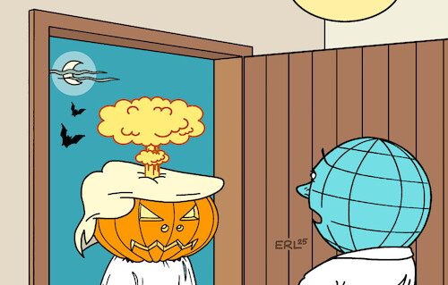 Cartoon: Halloween mit Trump (medium) by Erl tagged politik,trump,atomwaffentests,halloween,karikatur,erl,politik,trump,atomwaffentests,halloween,karikatur,erl