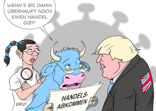 Cartoon: Handelsabkommen (medium) by Erl tagged politik,brexit,eu,großbritannien,gb,uk,verhandlungen,handelsabkommen,handel,wirtschaft,einbruch,rezession,corona,virus,pandemie,covid19,europa,stier,boris,johnson,karikatur,erl,politik,brexit,eu,großbritannien,gb,uk,verhandlungen,handelsabkommen,handel,wirtschaft,einbruch,rezession,corona,virus,pandemie,covid19,europa,stier,boris,johnson,karikatur,erl