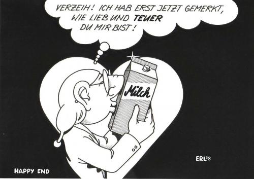 Cartoon: Happy End (medium) by Erl tagged milch,boykott,preis,milch,boykott,preis,angst,mangel,streik,markt,handel,verbraucher,milchprodukte,wertschätzung,teuer,wichtigkeit,happy,end