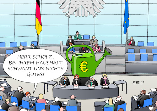 Cartoon: Haushalt (medium) by Erl tagged politik,finanzen,bundestag,beratung,debatte,haushalt,2019,finanzminister,olaf,scholz,vorwurf,opposition,geld,verteilung,gießkanne,gießkannenprinzip,wahllos,planlos,große,koalition,groko,cdu,csu,spd,euro,karikatur,erl,politik,finanzen,bundestag,beratung,debatte,haushalt,2019,finanzminister,olaf,scholz,vorwurf,opposition,geld,verteilung,gießkanne,gießkannenprinzip,wahllos,planlos,große,koalition,groko,cdu,csu,spd,euro,karikatur,erl