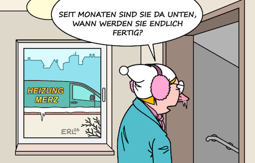 Cartoon: Heizungsgesetz (medium) by Erl tagged politik,koalition,merz,heizungsgesetz,reform,verschleppung,langsamkeit,heizung,heizungsbauer,unsicherheit,michel,karikatur,erl,politik,koalition,merz,heizungsgesetz,reform,verschleppung,langsamkeit,heizung,heizungsbauer,unsicherheit,michel,karikatur,erl
