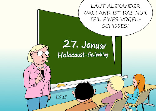 Cartoon: Holocaust-Gedenktag (medium) by Erl tagged politik,geschichte,drittes,reich,nationalsozialismus,adolf,hitler,judenvernichtung,holocaust,gedenktag,27,januar,alexander,gauland,afd,vogelschiss,verharmlosung,verbrechen,beispiellos,kinder,unterricht,schule,karikatur,erl,politik,geschichte,drittes,reich,nationalsozialismus,adolf,hitler,judenvernichtung,holocaust,gedenktag,27,januar,alexander,gauland,afd,vogelschiss,verharmlosung,verbrechen,beispiellos,kinder,unterricht,schule,karikatur,erl