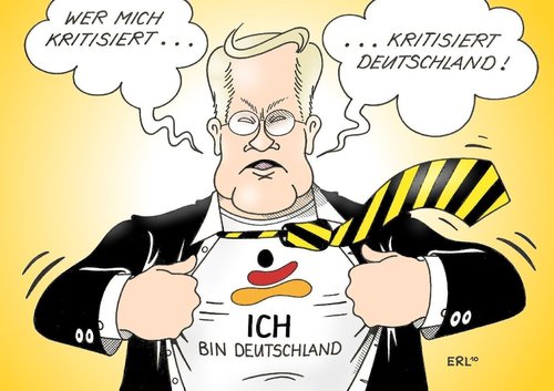 Cartoon: Ich bin Deutschland (medium) by Erl tagged westerwelle,kritik,gegenangriff,deutschland,schaden,guido westerwelle,kritik,gegenangriff,deutschland,schaden,kritisieren,guido,westerwelle
