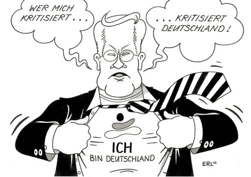 Cartoon: Ich bin Deutschland (medium) by Erl tagged guido westerwelle,kritik,gegenangriff,deutschland,schaden,kritisieren,guido,westerwelle