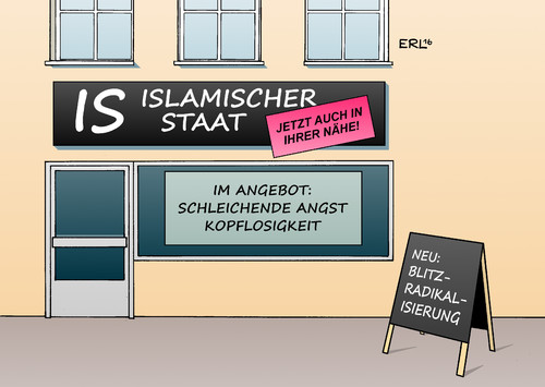 Cartoon: IS Deutschland (medium) by Erl tagged is,islamischer,staat,rerror,terrorismus,islamismus,anschlag,deutschland,angst,schrecken,kopflosigkeit,täter,radikalisierung,schnell,laden,karikatur,erl,is,islamischer,staat,rerror,terrorismus,islamismus,anschlag,deutschland,angst,schrecken,kopflosigkeit,täter,radikalisierung,schnell,laden,karikatur,erl
