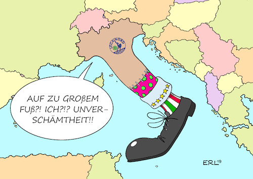 Cartoon: Italien (medium) by Erl tagged politik,finanzen,italien,schulden,staatsverschuldung,defizitkriterien,eu,androhung,defizitverfahren,strafen,milliarden,matteo,salvini,rechtspopulismus,rechtsextremismus,nationalismus,lega,nord,koalition,fünf,sterne,europa,stier,karikatur,erl,politik,finanzen,italien,schulden,staatsverschuldung,defizitkriterien,eu,androhung,defizitverfahren,strafen,milliarden,matteo,salvini,rechtspopulismus,rechtsextremismus,nationalismus,lega,nord,koalition,fünf,sterne,europa,stier,karikatur,erl