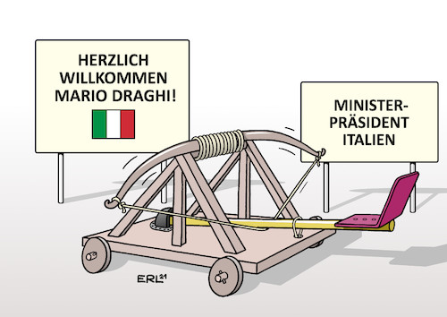 Cartoon: Italien (medium) by Erl tagged politik,italien,regierung,regierungswechsel,häufig,schleudersitz,ministerpräsident,giuseppe,conti,rücktritt,nachfolger,mario,draghi,ex,chef,ezb,europäische,zentralbank,karikatur,erl,politik,italien,regierung,regierungswechsel,häufig,schleudersitz,ministerpräsident,giuseppe,conti,rücktritt,nachfolger,mario,draghi,ex,chef,ezb,europäische,zentralbank,karikatur,erl