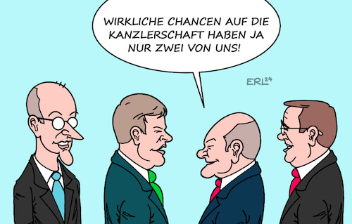 Cartoon: Kanzlerkandidaten (medium) by Erl tagged politik,kanzlerkandidaten,merz,cdu,csu,habeck,grüne,scholz,spd,pistorius,beliebtheit,karikatur,erl,politik,kanzlerkandidaten,merz,cdu,csu,habeck,grüne,scholz,spd,pistorius,beliebtheit,karikatur,erl