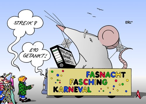 Cartoon: Karneval (medium) by Erl tagged karneval,fasching,fasnacht,umzugswagen,prunkwagen,streik,e10,super,benzin,motor,schädlich,politik,guttenberg,rücktritt,maus,grau,akten,demonstration,karneval,fasching,fasnacht,umzugswagen,prunkwagen,streik,e10,super,motor,schädlich,benzin,guttenberg,rücktritt