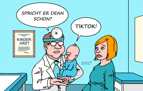 Cartoon: Kindliche Entwicklung (medium) by Erl tagged politik,internet,social,media,instagram,tiktok,schaden,kinder,entwicklung,kinderarzt,kind,mutter,karikatur,erl,politik,internet,social,media,instagram,tiktok,schaden,kinder,entwicklung,kinderarzt,kind,mutter,karikatur,erl