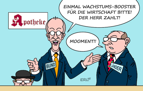 Cartoon: Klärungsbedarf (medium) by Erl tagged politik,wirtschaft,merz,regierung,bund,beschluss,investitionen,booster,steuersenkungen,leidtragende,länder,karikatur,erl,politik,wirtschaft,merz,regierung,bund,beschluss,investitionen,booster,steuersenkungen,leidtragende,länder,karikatur,erl