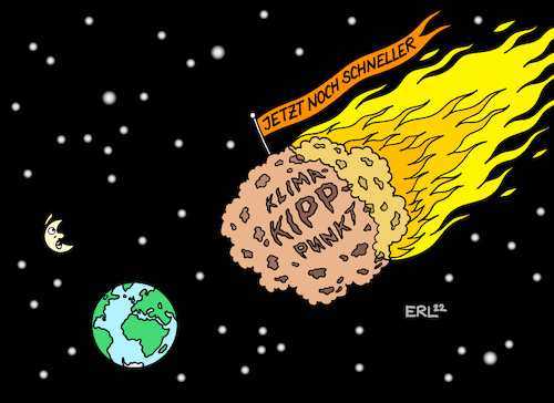 Cartoon: Klimakipppunkt (medium) by Erl tagged politik,klima,klimawandel,erderwärmung,eineinhalb,komma,grad,kipppunkt,unumkehrbar,früher,schneller,berechnungen,forscher,experten,un,vereinte,nationen,meteorit,erde,yucatan,dinosaurier,karikatur,erl,politik,klima,klimawandel,erderwärmung,eineinhalb,komma,grad,kipppunkt,unumkehrbar,früher,schneller,berechnungen,forscher,experten,un,vereinte,nationen,meteorit,erde,yucatan,dinosaurier,karikatur,erl