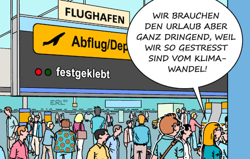 Cartoon: Klimakleber (medium) by Erl tagged politik,klima,klimawandel,erderwärmung,klimaschutz,reduzierung,ausstoß,co2,verkehr,flugverkehr,protest,letzte,generation,klimakleber,festkleben,rollbahn,flughafen,blockade,abflug,start,landung,flugzeug,urlaub,erholung,stress,karikatur,erl,politik,klima,klimawandel,erderwärmung,klimaschutz,reduzierung,ausstoß,co2,verkehr,flugverkehr,protest,letzte,generation,klimakleber,festkleben,rollbahn,flughafen,blockade,abflug,start,landung,flugzeug,urlaub,erholung,stress,karikatur,erl