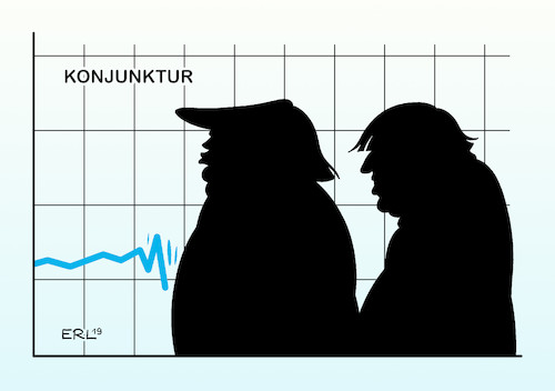 Cartoon: Konjunktur (medium) by Erl tagged wirtschaft,konjunktur,wachstum,dämpfer,donald,trump,usa,handelskrieg,boris,johnson,brexit,großbritannien,karikatur,erl,wirtschaft,konjunktur,wachstum,dämpfer,donald,trump,usa,handelskrieg,boris,johnson,brexit,großbritannien,karikatur,erl