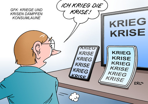 Cartoon: Konsumlaune (medium) by Erl tagged konsum,konsumlaune,gfk,gesellschaft,für,konsumforschung,umfrage,krieg,krise,kriege,krisen,dämpfer,angst,vorsicht,smartphone,gebogen,fernseher,konsumlaune