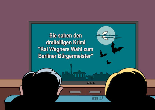 Cartoon: Krimi (medium) by Erl tagged politik,berlin,wahl,abgeordnetenhaus,regierung,große,koalition,cdu,spd,widerstand,basis,jusos,bürgermeister,kai,wegner,gegenstimmen,dritter,wahlgang,wahlkrimi,krimi,fernsehen,karikatur,erl,politik,berlin,wahl,abgeordnetenhaus,regierung,große,koalition,cdu,spd,widerstand,basis,jusos,bürgermeister,kai,wegner,gegenstimmen,dritter,wahlgang,wahlkrimi,krimi,fernsehen,karikatur,erl