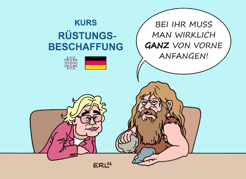 Cartoon: Lambrecht auf Lehrgang (medium) by Erl tagged politik,zeitenwende,bundeswehr,ausrüstung,rüstung,rüstungsbeschaffung,verteidigungsministerin,christine,lambrecht,nachholbedarf,kurs,lehrgang,grundlagen,steinzeit,faustkeil,karikatur,erl,politik,zeitenwende,bundeswehr,ausrüstung,rüstung,rüstungsbeschaffung,verteidigungsministerin,christine,lambrecht,nachholbedarf,kurs,lehrgang,grundlagen,steinzeit,faustkeil,karikatur,erl