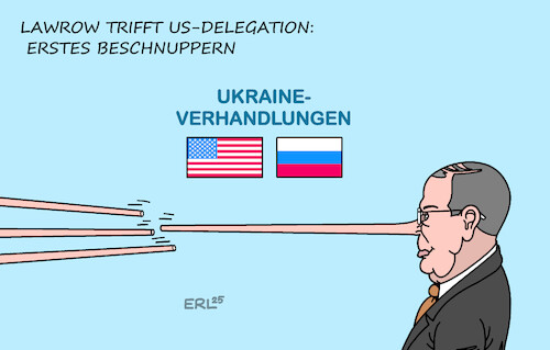 Cartoon: Lawrow trifft US-Delegation (medium) by Erl tagged politik,angriffskrieg,putin,ukraine,verhandlungen,usa,russland,lawrow,lügen,pinocchio,nase,karikatur,erl,politik,angriffskrieg,putin,ukraine,verhandlungen,usa,russland,lawrow,lügen,pinocchio,nase,karikatur,erl