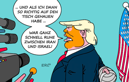Cartoon: Machtwort (medium) by Erl tagged politik,krieg,iran,israel,usa,trump,machtwort,waffenruhe,schwierigkeiten,autorität,karikatur,erl,politik,krieg,iran,israel,usa,trump,machtwort,waffenruhe,schwierigkeiten,autorität,karikatur,erl