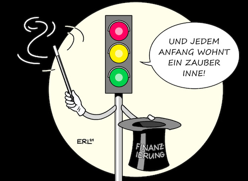 Cartoon: magische Ampel (medium) by Erl tagged politik,koalition,koalitionsverhandlungen,ampel,rot,gelb,grün,spd,fdp,grüne,regierung,projekte,finanzierung,ungewiss,verzicht,steuererhöhungen,reichensteuer,schulden,einhaltung,schuldenbremse,zauberei,zylinder,zauberstab,anfang,zauber,hesse,zitat,karikatur,erl,politik,koalition,koalitionsverhandlungen,ampel,rot,gelb,grün,spd,fdp,grüne,regierung,projekte,finanzierung,ungewiss,verzicht,steuererhöhungen,reichensteuer,schulden,einhaltung,schuldenbremse,zauberei,zylinder,zauberstab,anfang,zauber,hesse,zitat,karikatur,erl