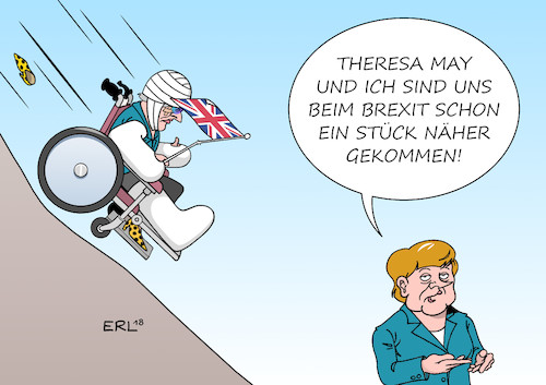 Cartoon: Merkel Brexit (medium) by Erl tagged politik,bundeskanzlerin,angela,merkel,rede,brexit,austritt,großbritannien,eu,annäherung,premierministerin,theresa,may,karikatur,erl,politik,bundeskanzlerin,angela,merkel,rede,brexit,austritt,großbritannien,eu,annäherung,premierministerin,theresa,may,karikatur,erl