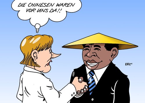Cartoon: Merkel in Afrika (medium) by Erl tagged china,bundeskanzlerin,deutschland,afrika,merkel,merkel,afrika,china,bundeskanzlerin,deutschland