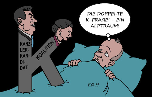 Cartoon: Merzens Alptraum (medium) by Erl tagged politik,merz,cdu,frage,söder,koalition,thüringen,sachsen,bsw,wagenknecht,alptraum,karikatur,erl,politik,merz,cdu,frage,söder,koalition,thüringen,sachsen,bsw,wagenknecht,alptraum,karikatur,erl