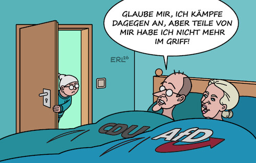 Cartoon: Merzens Kampf (medium) by Erl tagged politik,sachsen,anhalt,wahl,landtagspräsident,stimmen,bsw,cdu,rechtsextremismus,fall,brandmauer,kampf,merz,bett,weidel,mitglieder,kontrolle,karikatur,erl,politik,sachsen,anhalt,wahl,landtagspräsident,stimmen,bsw,cdu,rechtsextremismus,fall,brandmauer,kamp,merz,bett,weidel,mitglieder,kontrolle,karikatur,erl