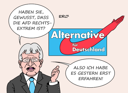 Cartoon: Meuthen (medium) by Erl tagged politik,afd,partei,nationalismus,fremdenfeindlichkeit,rechtsextremismus,flügel,björn,höcke,vorsitz,jörg,meuthen,austritt,vorwurf,totalitarismus,karikatur,erl,politik,afd,partei,nationalismus,fremdenfeindlichkeit,rechtsextremismus,flügel,björn,höcke,vorsitz,jörg,meuthen,austritt,vorwurf,totalitarismus,karikatur,erl