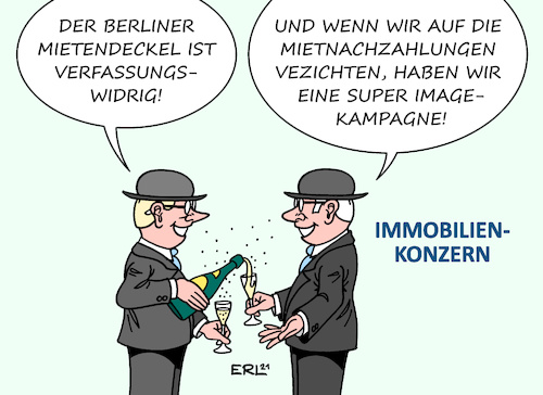 Cartoon: Mietendeckel II (medium) by Erl tagged politik,wohnen,wohnung,miete,mieten,mietpreisexplosion,berlin,bundesland,mietendeckel,bundesverfassungsgericht,karlsruhe,urteil,verfassungswidrig,zuständigkeit,gesetz,bund,mieter,vermieter,immobilienkonzern,verzicht,rückzahlung,image,imagekampagne,werbung,karikatur,erl,politik,wohnen,wohnung,miete,mieten,mietpreisexplosion,berlin,bundesland,mietendeckel,bundesverfassungsgericht,karlsruhe,urteil,verfassungswidrig,zuständigkeit,gesetz,bund,mieter,vermieter,immobilienkonzern,verzicht,rückzahlung,image,imagekampagne,werbung,karikatur,erl