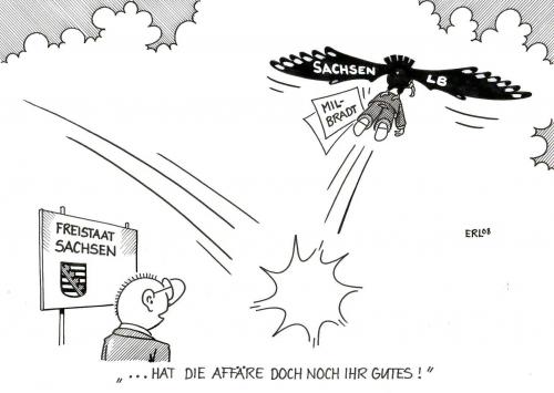 Cartoon: Milbradt (medium) by Erl tagged sachsen,lb,affäre,milbradt,rücktritt,,sachsen,lb,affäre,georg milbradt,rücktritt,gelder,spenden,kredite,wahlen,freistaat,konsequenzen,skandal,stimmverluste,landesvorsitzender,ministerpräsident,georg,milbradt