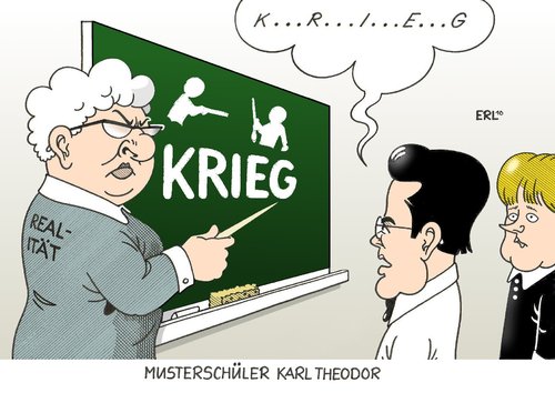 Cartoon: Musterschüler Karl Theodor (medium) by Erl tagged zu,guttenberg,afghanistan,krieg,realität,wort,bezeichnung,sprache,umgangssprache,guttenberg,afghanistan,krieg,realität,wort,bezeichnung,sprache,umgangssprache