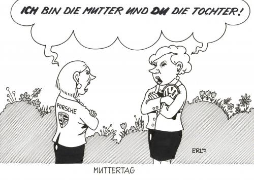Cartoon: Muttertag (medium) by Erl tagged porsche,volkswagen