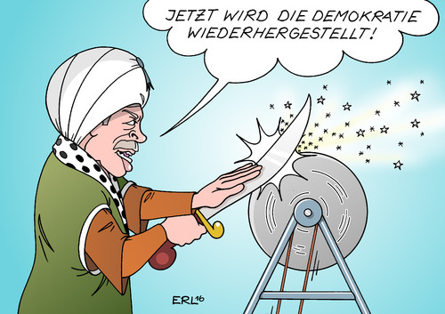 Cartoon: Nach dem Putsch (medium) by Erl tagged erl,karikatur,scharf,schleifen,messer,säbel,demokratie,präsidialsystem,justiz,streitkräfte,säuberung,rache,gelegenheit,chance,erdogan,sultan,präsident,versuch,militärputsch,putsch,militär,türkei,türkei,putsch,versuch,demokratie,präsident,erdogan,rache,karikatur,erl