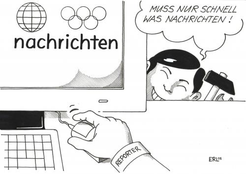 Cartoon: nachrichten (medium) by Erl tagged olympia,peking,internet,zensur,nachrichten,pressefreiheit,reporter,journalisten,olympia,olympische spiele,olympiade,china,menschenrechte,tibet,buddhismus,dalai lama,fackellauf,peking,internet,zensur,nachrichten,pressefreiheit,reporter,journalisten,presserauswurf,nachrichtenverbot,eingeschränktes internet,internetverbot,presseverbot,roter drache,militarismus,kommunismus,unterdrückung,demonstration,wahrheitenverschleierung,rufmord,rufzerstörung,weltbild,propaganda,falschnachrichten,meinungsfreiheit,olympische,spiele,dalai,lama,eingeschränktes,ioc,roter,drache