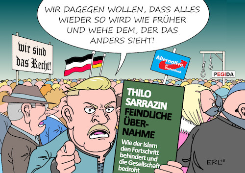 Cartoon: Neues Sarrazin-Buch (medium) by Erl tagged politik,sachsen,angst,fremde,fremdenfeindlichkeit,islamophobie,rechtspopulismus,rechtsextremismus,rassismus,chemnitz,hetzjagd,selbstjustiz,hitlergruss,polizei,innenministerium,regierung,cdu,pegida,npd,afd,reaktionär,buch,thilo,sarrazin,islam,karikatur,erl,politik,sachsen,angst,fremde,fremdenfeindlichkeit,islamophobie,rechtspopulismus,rechtsextremismus,rassismus,chemnitz,hetzjagd,selbstjustiz,hitlergruss,polizei,innenministerium,regierung,cdu,pegida,npd,afd,reaktionär,buch,thilo,sarrazin,islam,karikatur,erl