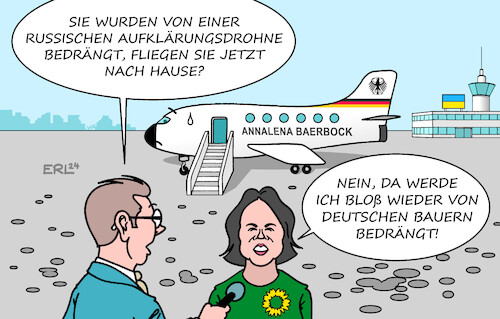 Cartoon: Nirgends ist man mehr sicher (medium) by Erl tagged politik,außenministerin,annalena,baerbock,grüne,besuch,ukraine,mikolajiw,beobachtung,verfolgung,russische,aufklärungsdrohne,deutschland,bündnis90,die,grünen,bauern,landwirte,nötigung,aggression,blockade,veranstaltungen,karikatur,erl,politik,außenministerin,annalena,baerbock,grüne,besuch,ukraine,mikolajiw,beobachtung,verfolgung,russische,aufklärungsdrohne,deutschland,bündnis90,die,grünen,bauern,landwirte,nötigung,aggression,blockade,veranstaltungen,karikatur,erl