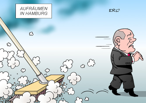 Cartoon: Olaf Scholz (medium) by Erl tagged g20,gipfel,hamburg,treffen,industrieländer,schwellenländer,welt,globalisierung,globalisierungsgegner,linksautonome,linksradikale,schwarzer,block,randale,krawalle,gewalt,hass,zerstörung,polizei,überforderung,sicherheit,garantie,bürgermeister,olaf,scholz,kritik,forderung,rücktritt,aufräumen,besen,karikatur,erl,g20,gipfel,hamburg,treffen,industrieländer,schwellenländer,welt,globalisierung,globalisierungsgegner,linksautonome,linksradikale,schwarzer,block,randale,krawalle,gewalt,hass,zerstörung,polizei,überforderung,sicherheit,garantie,bürgermeister,olaf,scholz,kritik,forderung,rücktritt,aufräumen,besen,karikatur,erl