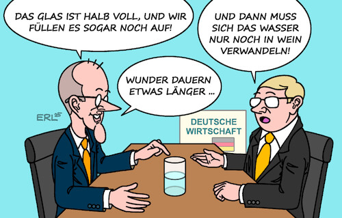 Cartoon: Optimismus (medium) by Erl tagged politik,bundeskanzler,merz,treffen,wirtschaft,optimismus,investitionsbooster,wachstum,glas,halbvoll,wasser,wein,karikatur,erl,politik,bundeskanzler,merz,treffen,wirtschaft,optimismus,investitionsbooster,wachstum,glas,halbvoll,wasser,wein,karikatur,erl